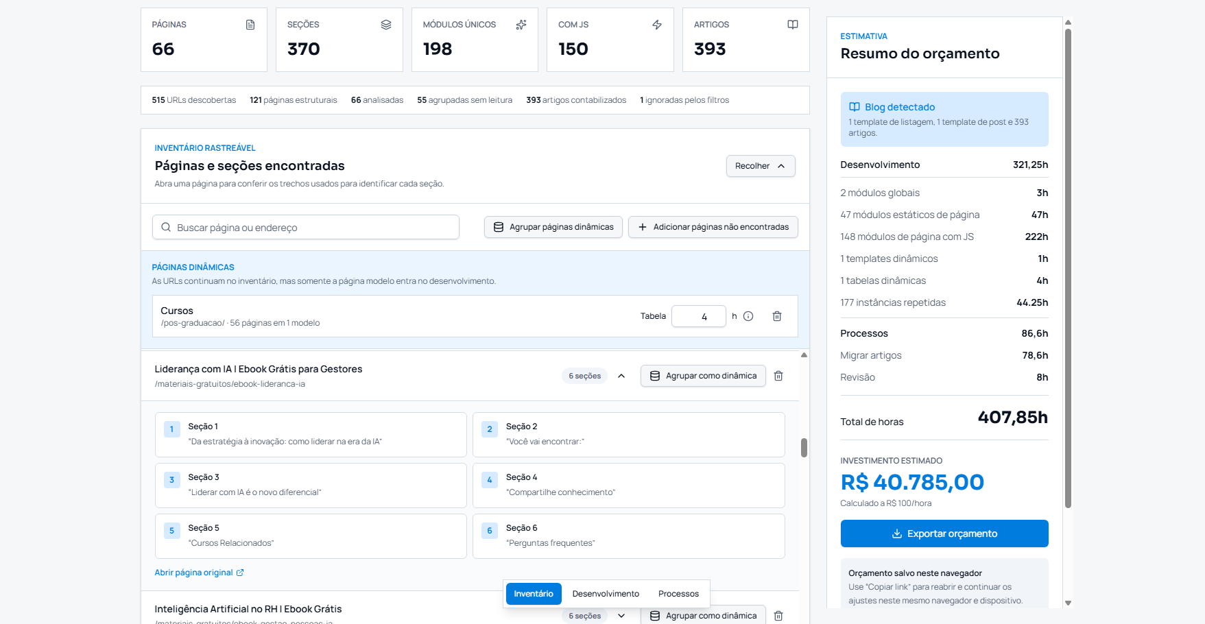 Site Budget by DBS